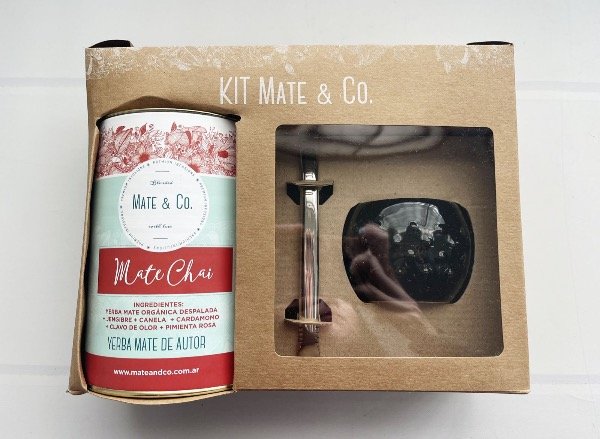 Kit Mate Negro + Lata Yerba Mate Chai - MATE Y CO