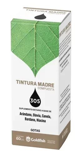 TINTURA MADRE BLEND 305 - Arándano, Stevia, Canela, Bardana, Niacina -  GOLDFISH