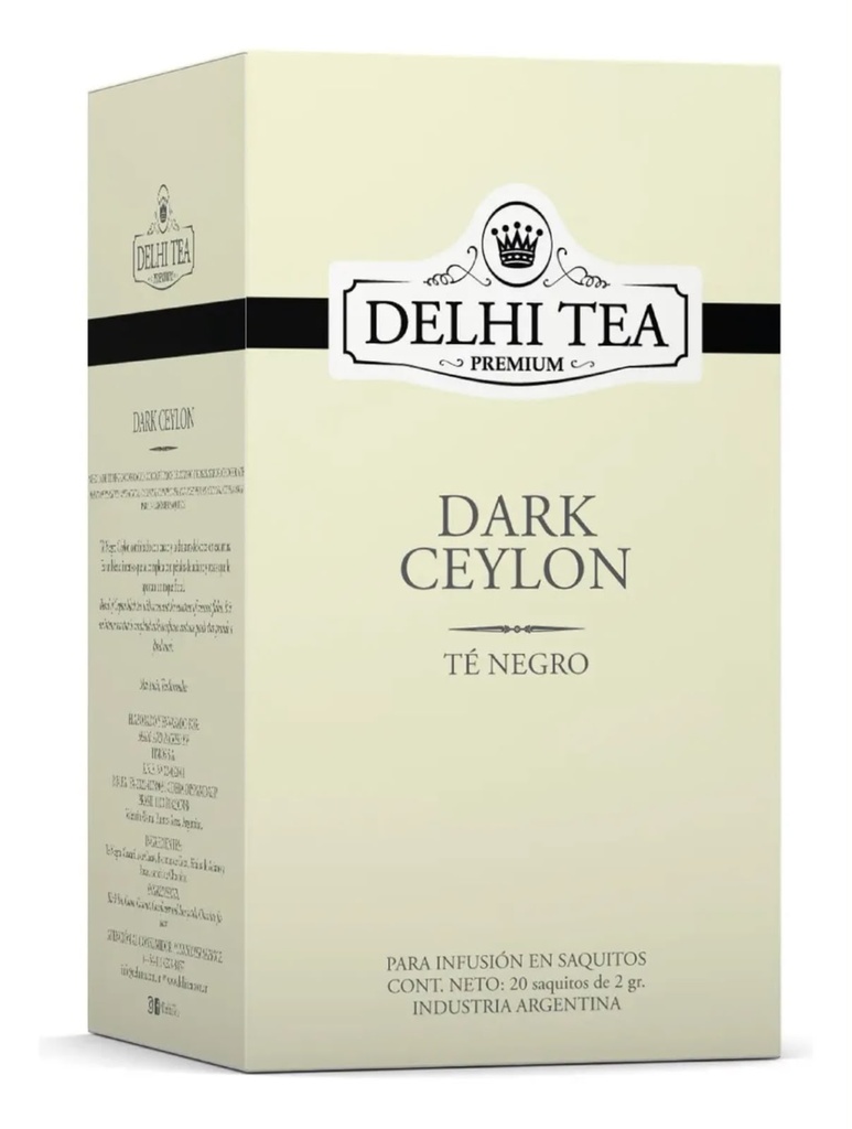 Té negro Dark Ceylon x 20 saquitos DELHI TEA