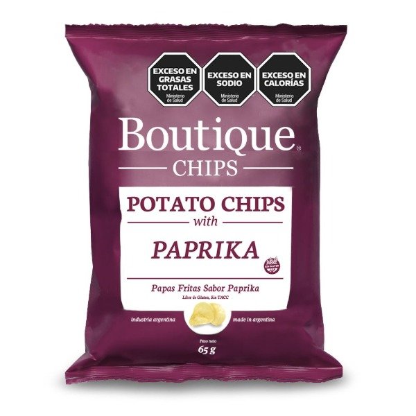 Papas Fritas Delicious con paprika 65 gr SIN TACC BOUTIQUE CHIPS
