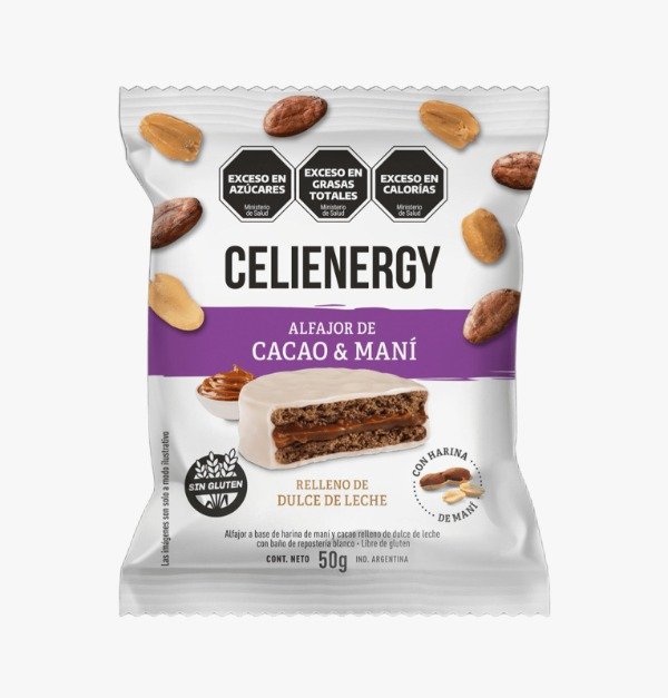 2x1 Alfajores de CACAO y MANÍ relleno de dulce de leche SIN TACC x 12 UNI CELIENERGY- Vencen el 04/02/2026