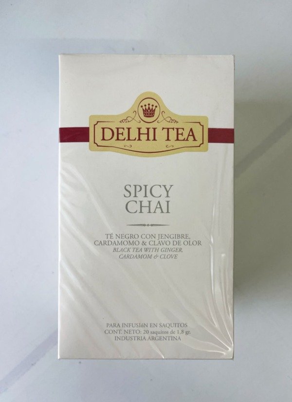 TE SPICY CHAI con jengibre, cardamomo y clavo de olor x 20 saq DELHI TEA