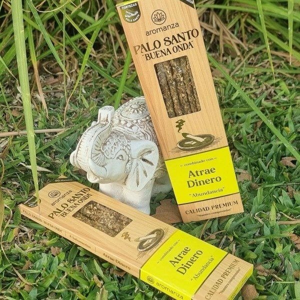Sahumerios PALO SANTO Buena Onda ATRAE DINERO x 8 uni AROMANZA