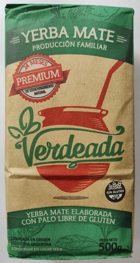 YERBA mate PREMIUM x 500gr con palo SIN TACC VERDEADA