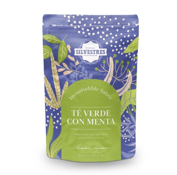 MEZCLA en hebras TE VERDE CON MENTA - hierbas silvestres - DROGUERIA ARGENTINA