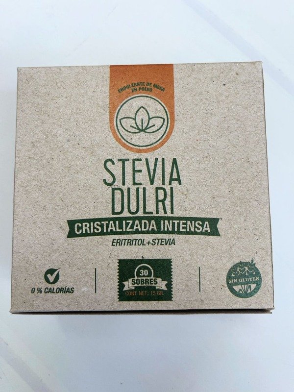 STEVIA  CRISTALIZADA con ERITRITOL x 30 sobres SIN TACC DULRI
