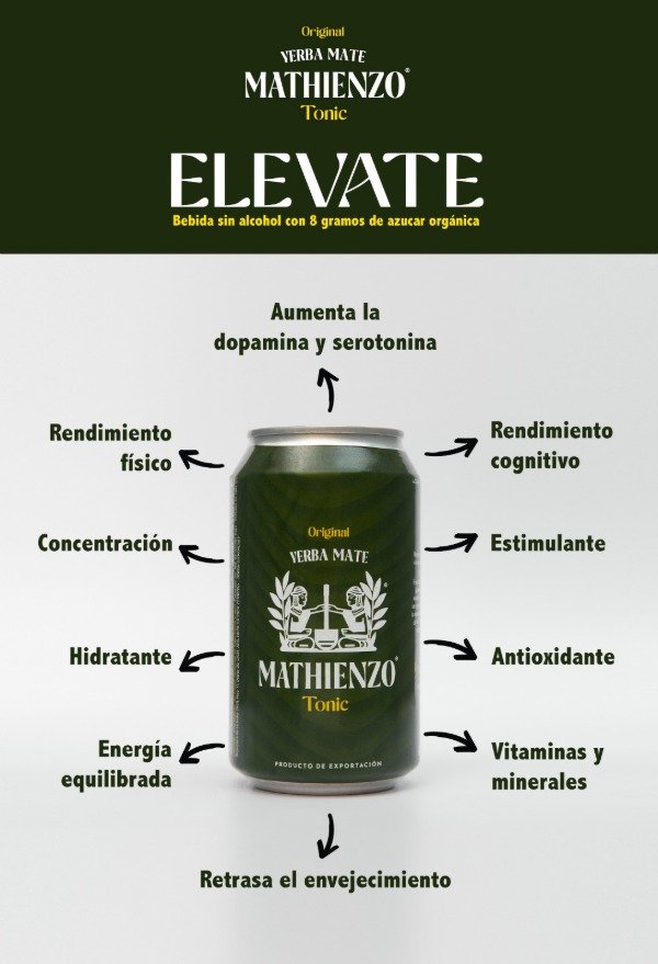 2x1 Vencen 8/26 AGUA TONICA a base de yerba mate TONIC lata x 12 oz MATHIENZO
