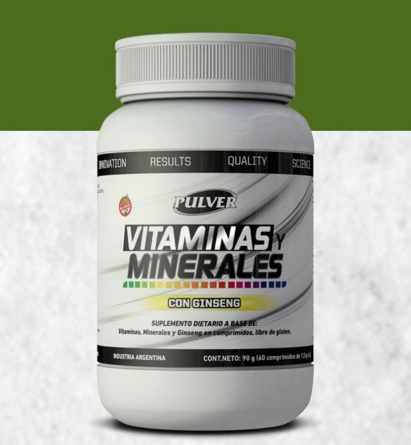 VITAMINAS y MINERALES con ginseng SIN TACC comprimidos x 90g PULVER