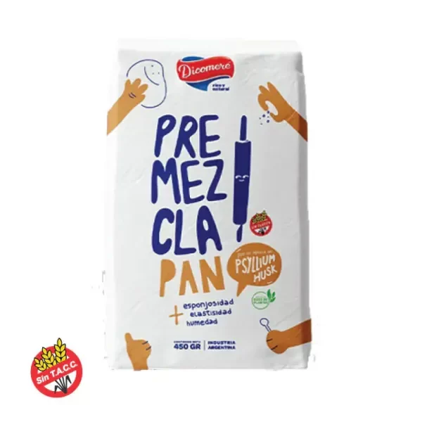 PREMEZCLA para PAN x 450gr SIN TACC c/PSYLLUM HUSK DICOMERE
