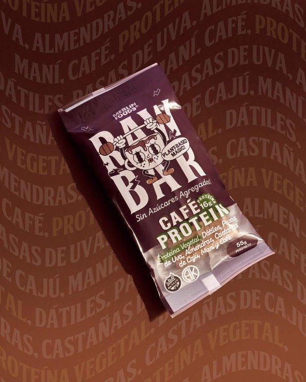 BARRA PROTEICA RAW BAR sabor CAFE PROTEIN SIN TACC 55 gr x 14 UNI - MERLIN FOODS