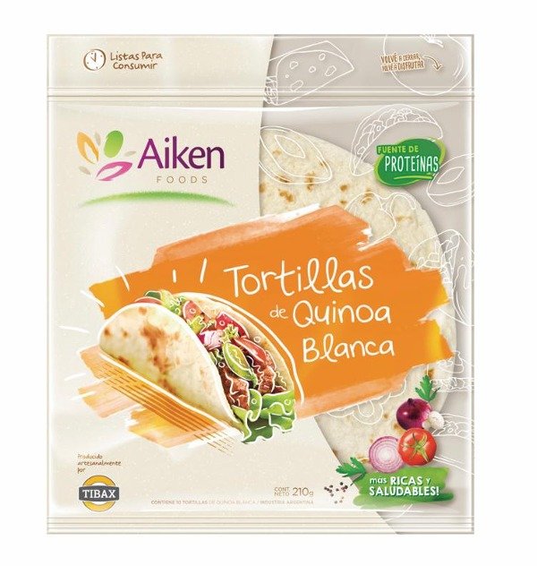 TORTILLAS de QUINOA BLANCA x 10 uni x 210gr AIKEN FOODS