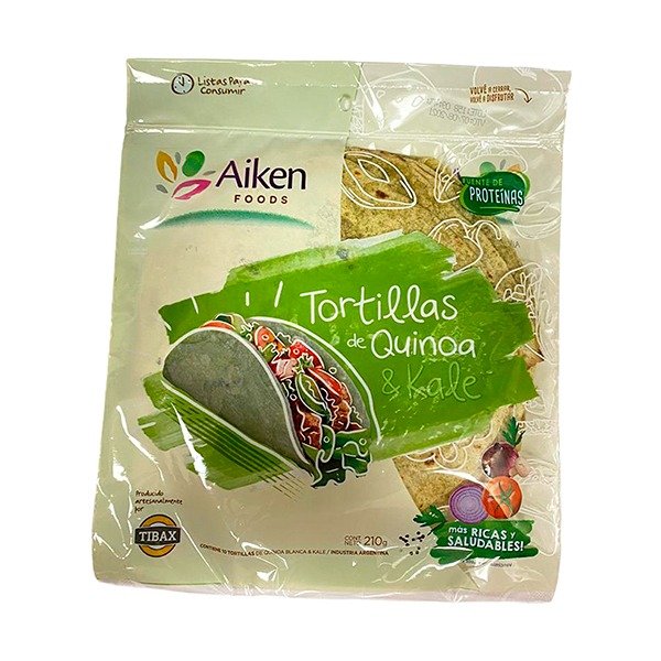 TORTILLAS de QUINOA y KALE x 10 uni x 210gr AIKEN FOODS