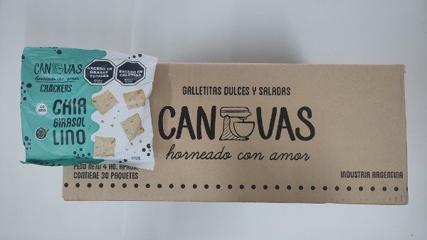 CAJA CERRADA x 30 uni Galletitas CHIA, GIRASOL Y LINO x 125gr CANVAS
