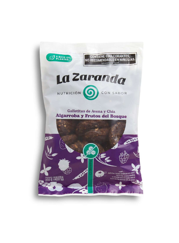 Galletita de Algarroba y frutos del bosque sin azúcar x 200g LA ZARANDA