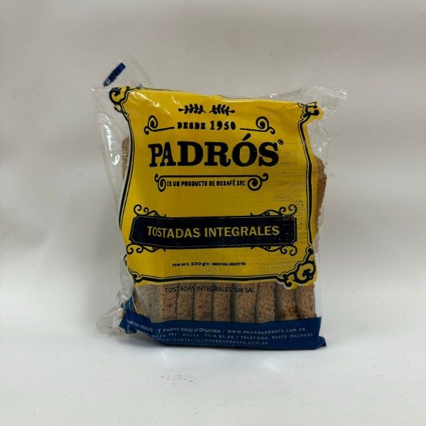 Tostadas SIN SAL 100% integrales y orgánicas x 200 gr PADROS