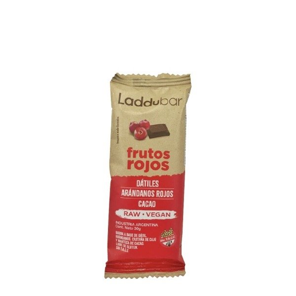 Caja de Barritas Raw Veganas FRUTOS ROJOS  Sin Tacc x 30gr x 12u LADDUBAR