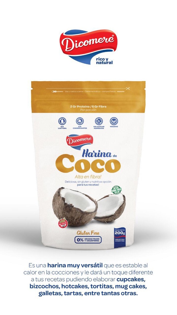 Harina de coco Sin tacc Dicomere 200gr