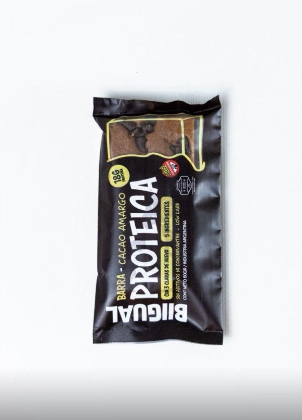 Caja Barra PROTEICA sabor CACAO AMARGO x 10 UNI SIN TACC BIGUAL
