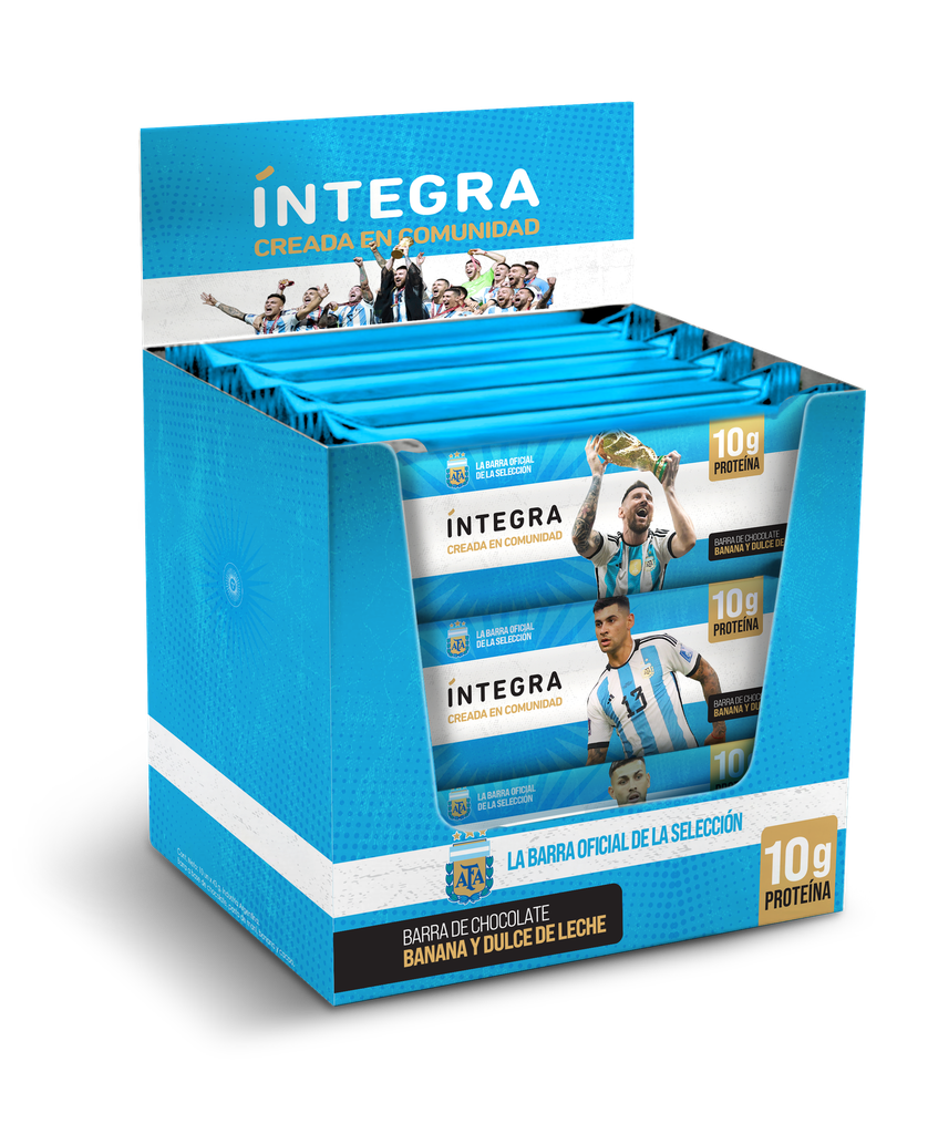 Barra de chocolate banana y dulce de leche AFA-Oficial Selección Argentina x 12u INTEGRA