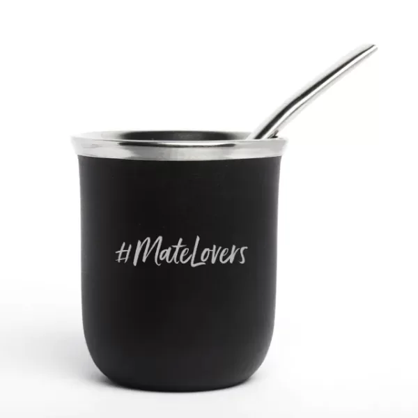 Mate de Acero Inoxidable Negro con Bombilla- MATELOVER - MATE Y CO