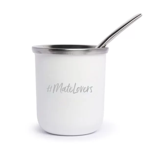 Mate de Acero Inoxidable BLANCO con Bombilla MATELOVER - MATE Y CO