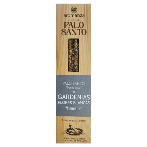 Sahumerios PALO SANTO Buena Onda GARDENIAS FLORES BLANCAS x 8 uni AROMANZA