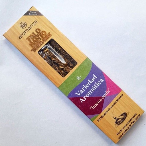 Sahumerio PALO SANTO Buena Onda VARIEDAD AROMÁTICA x 8 uni AROMANZA