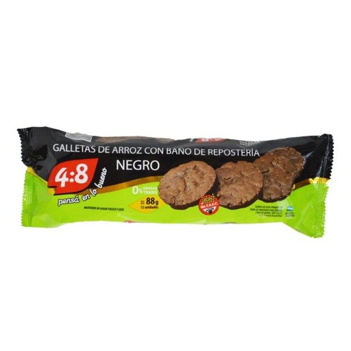 GALLETAS DE ARROZ con chocolate NEGRO SIN TACC 99g x 12u Marca 4:8