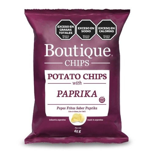Papas Fritas Delicious con paprika 65 gr SIN TACC BOUTIQUE CHIPS