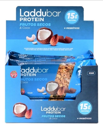 CAJA barritas PROTEIN Frutos secos coco SIN TACC x 10 UNI LADDUBAR