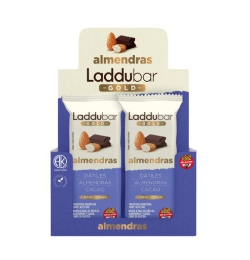 [LADDU21735957] CAJA Barritas Raw Veganas GOLD Almendras Sin TACC x 30g x 12u LADDUBAR