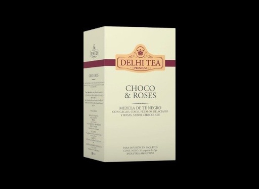 [DELHI21586897] TÉ negro con cacao, coco CHOCO Y ROSES sabor chocolate x 20 saquitos DELHI TEA