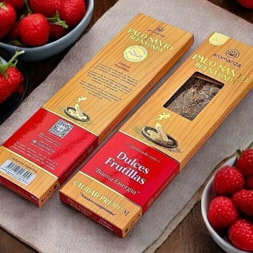 [AROMA21163879] Sahumerios PALO SANTO Buena Onda DULCES FRUTILLAS x 8 uni AROMANZA