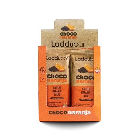 [LADDU15631271] Caja de Barritas Raw Veganas CHOCO NARANJA Sin Tacc x 30gr x 12u LADDUBAR