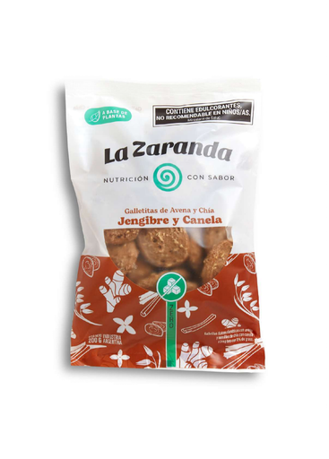 [LAZAR5958690] GALLETITAS Jengibre y canela sin Azúcar x 200g LA ZARANDA