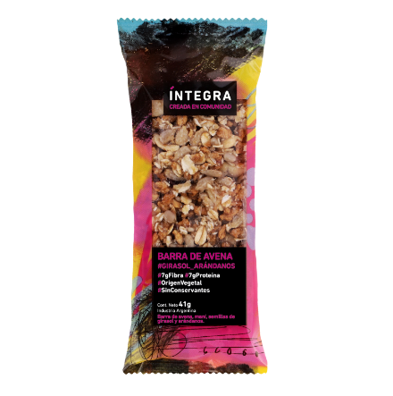 [INTEG2840398] Barras GIRASOL y ARANDANOS Caja x 10 uni x 43 gr INTEGRA