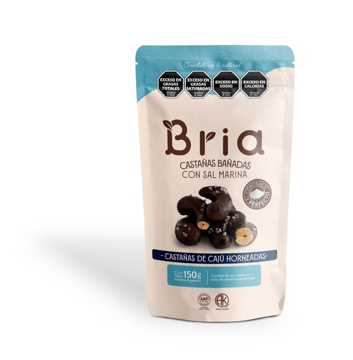 Castañas de Cajú bañadas con CHOCOLATE y SAL MARINA x 150g BRIA